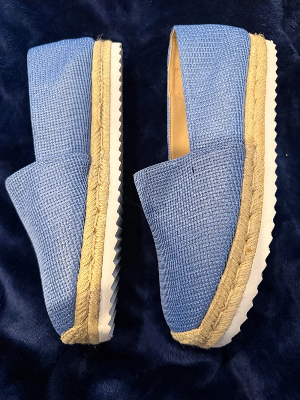Womens Light Blue Woven Espadrille Slip-Ons. Stuart Weitzman. NWOB